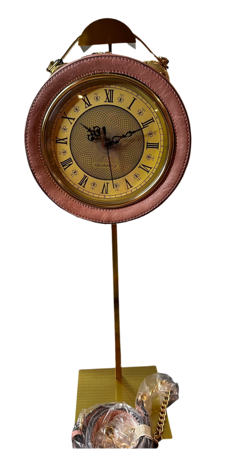 Pink “Do you Know What Time It Is” Clock Handbag with extension strap