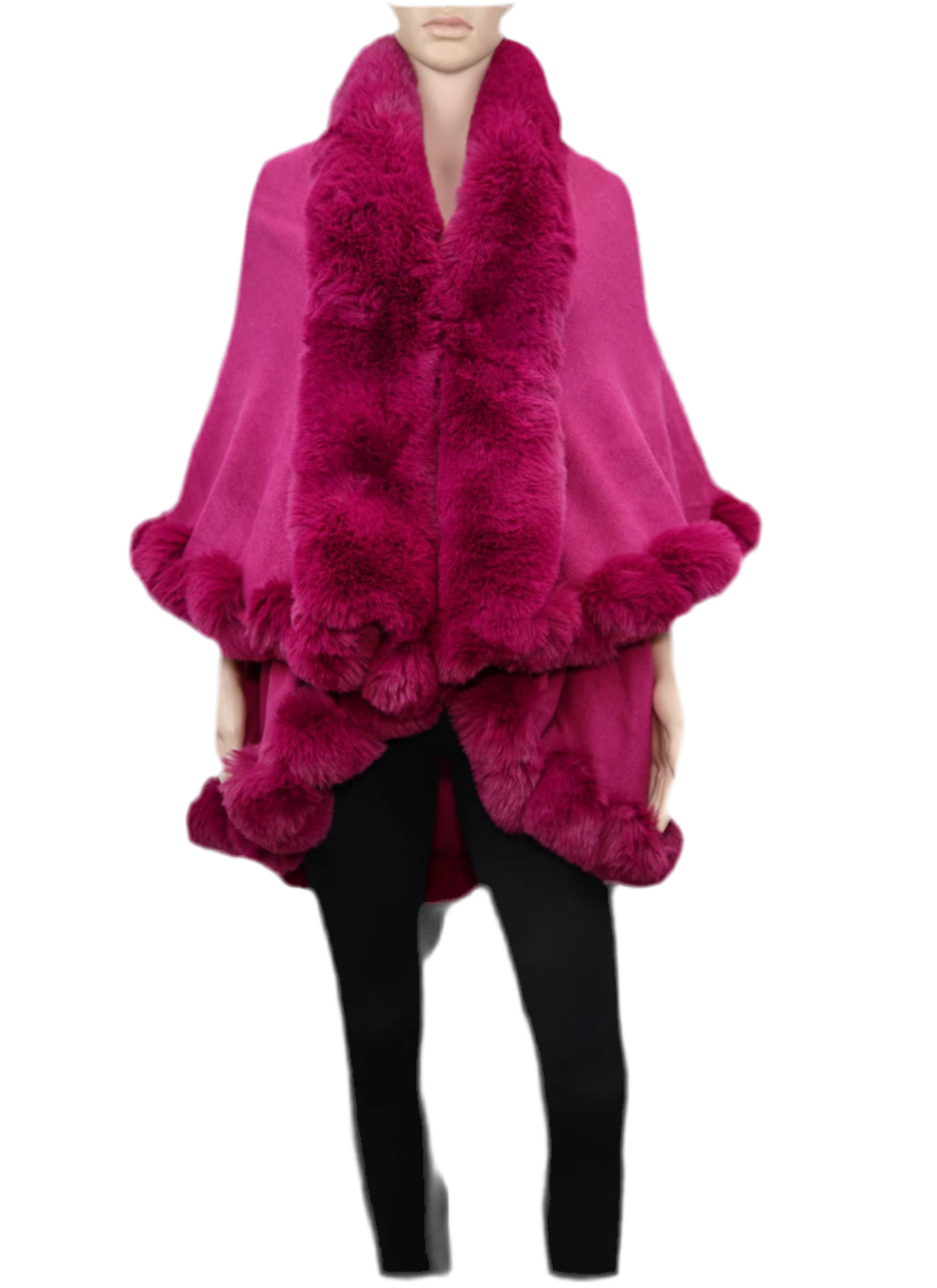Hot Pink Elegant faux fur cape