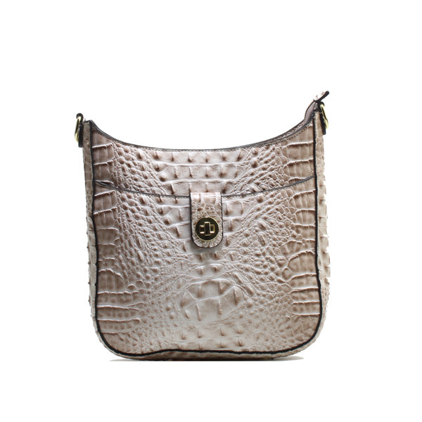 Faux ostrich skin, this crossbody handbag
