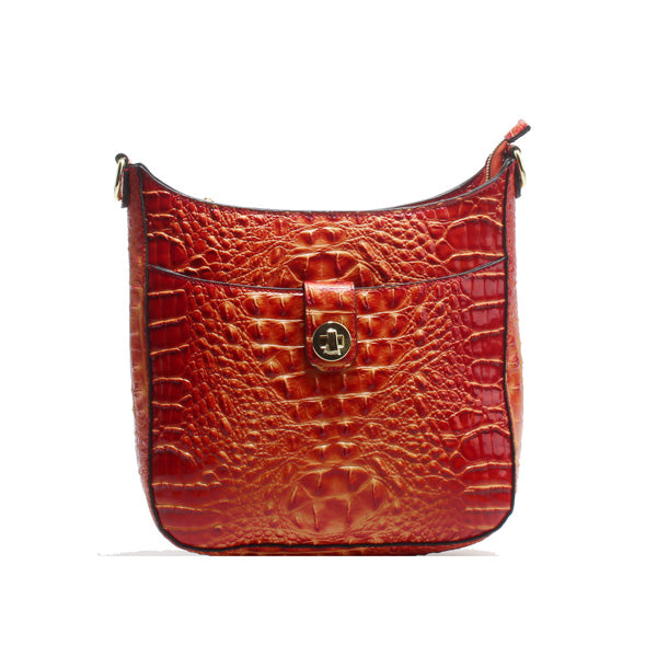 Faux ostrich skin, this crossbody handbag