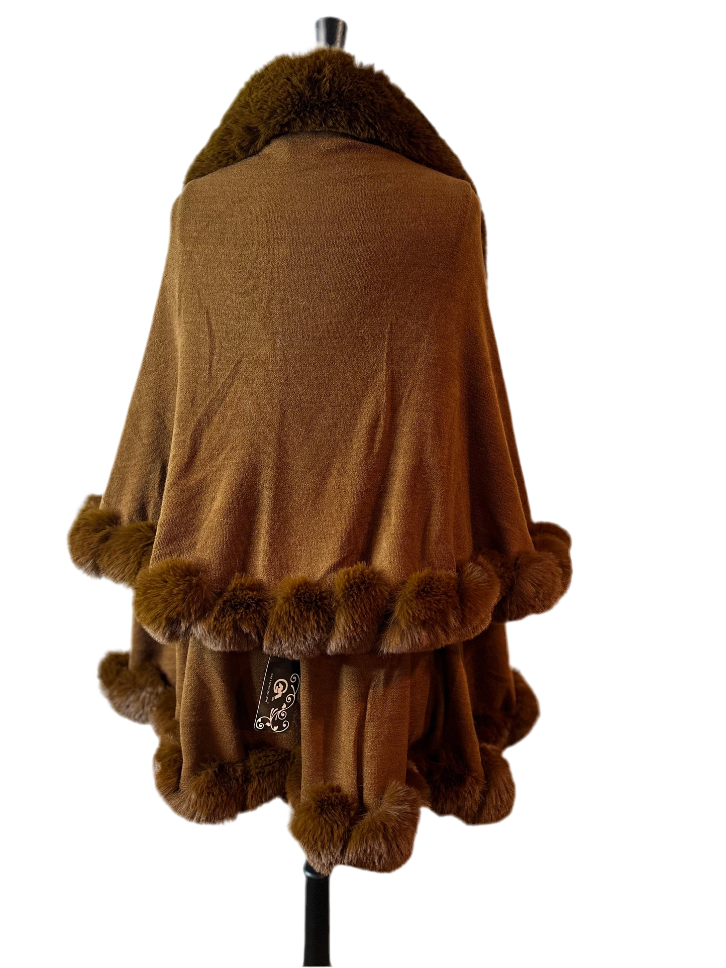 Brown Elegant two tier cape with armholes