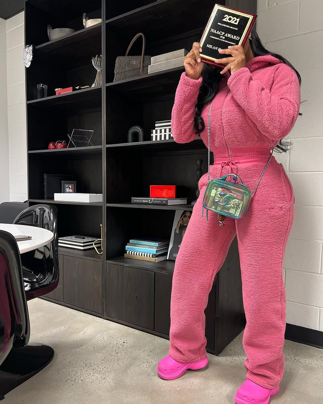 Casual Daily Women's Streetwear Solid Color Polyester Pocket Sweatshirt Sets Pants Sets