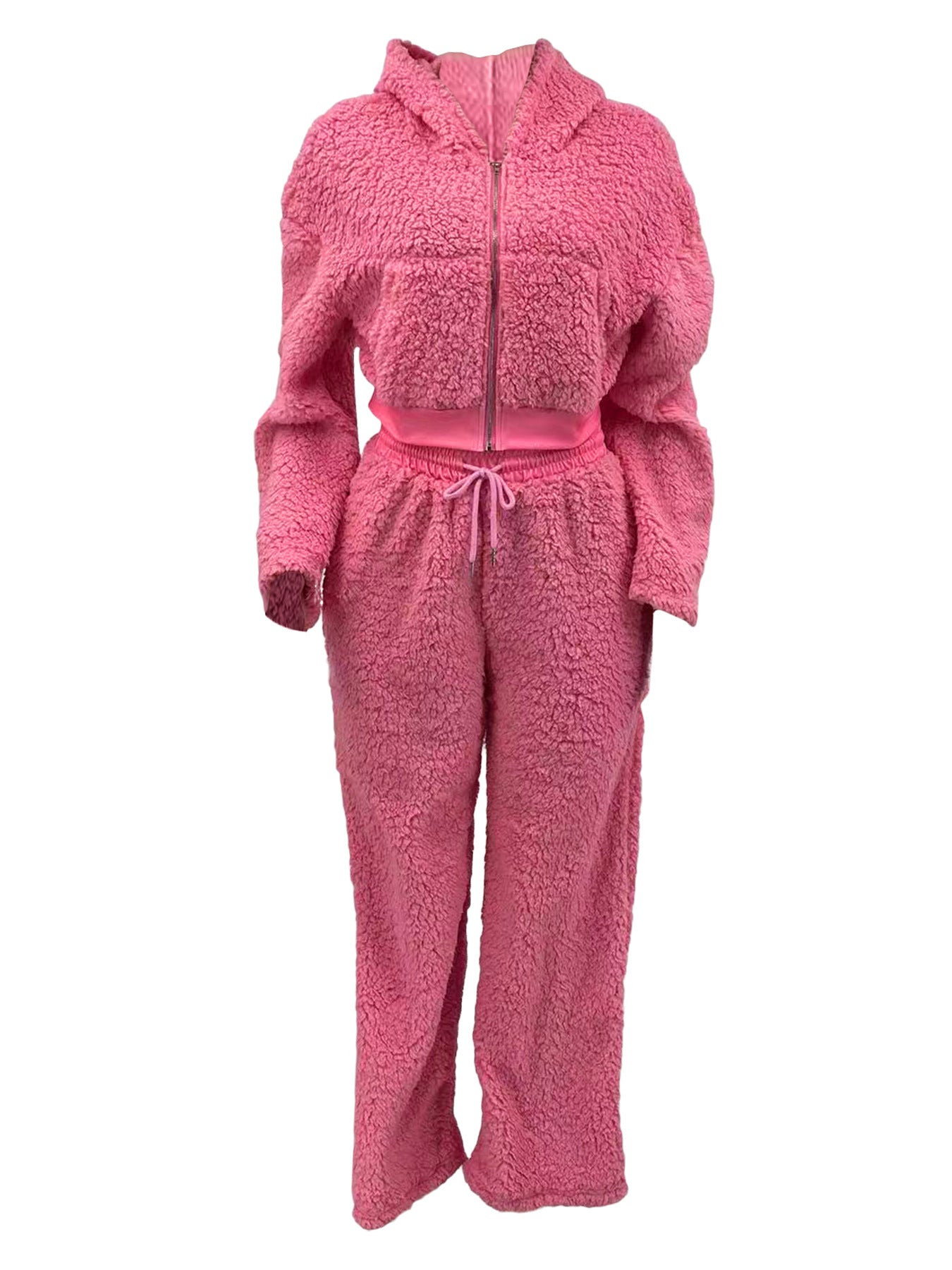 Casual Daily Women's Streetwear Solid Color Polyester Pocket Sweatshirt Sets Pants Sets