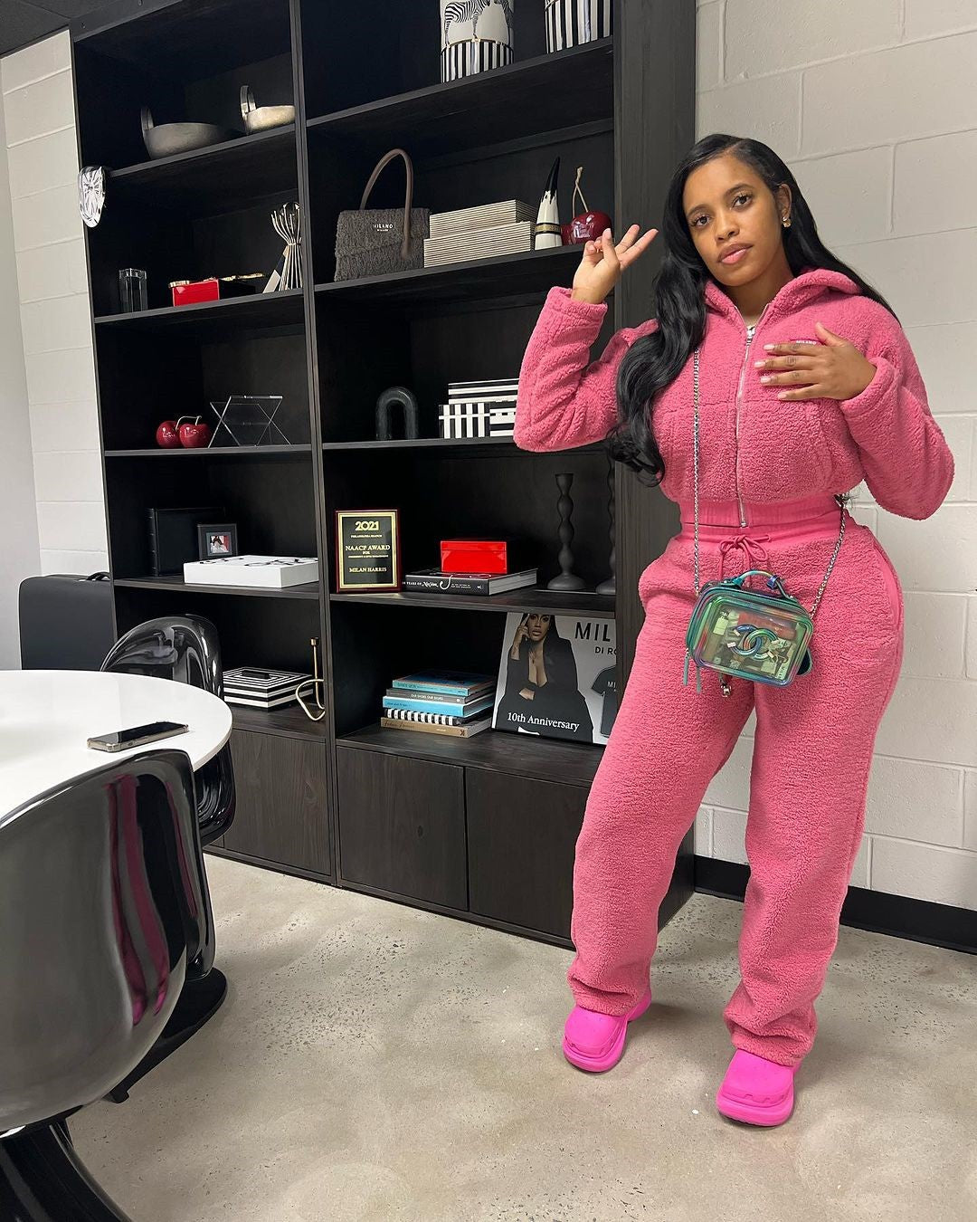 Casual Daily Women's Streetwear Solid Color Polyester Pocket Sweatshirt Sets Pants Sets